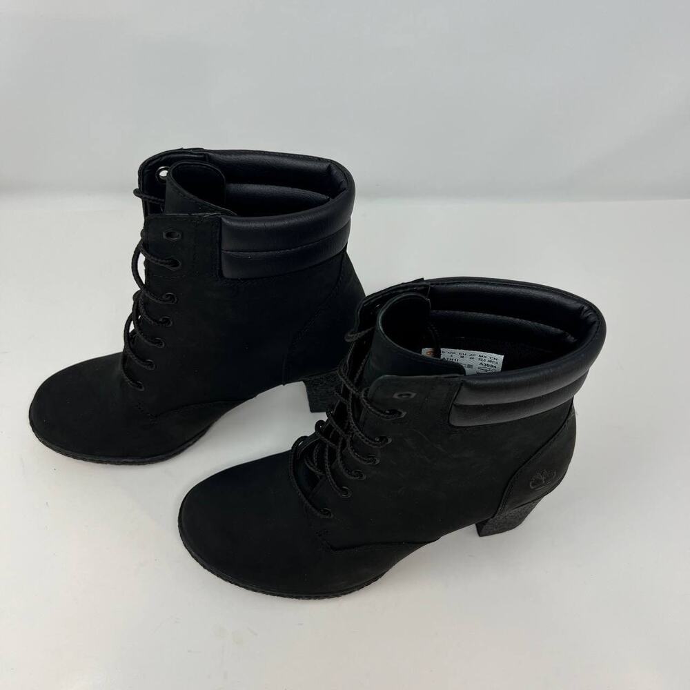NWOT Timberland Women's Tillston High Heel Boots Size 7 Black Leather - Picture 5 of 13